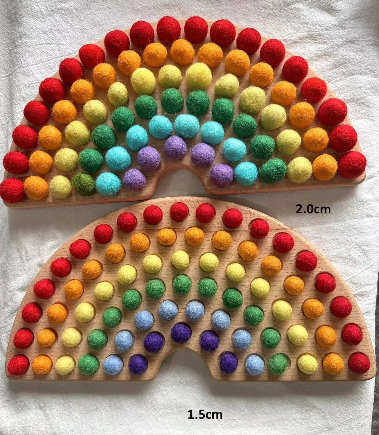 Montessori Wooden Tray with Felt Balls