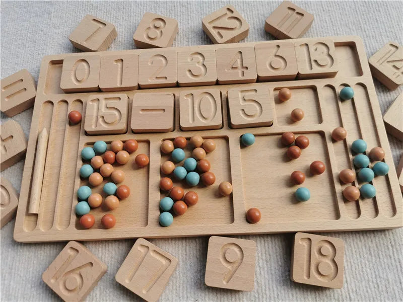 Montessori Wooden Tray with Felt Balls