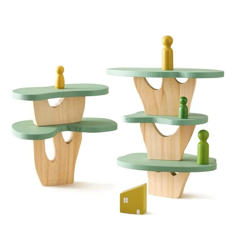 Montessori Wooden Stacking Blocks Forest Houses