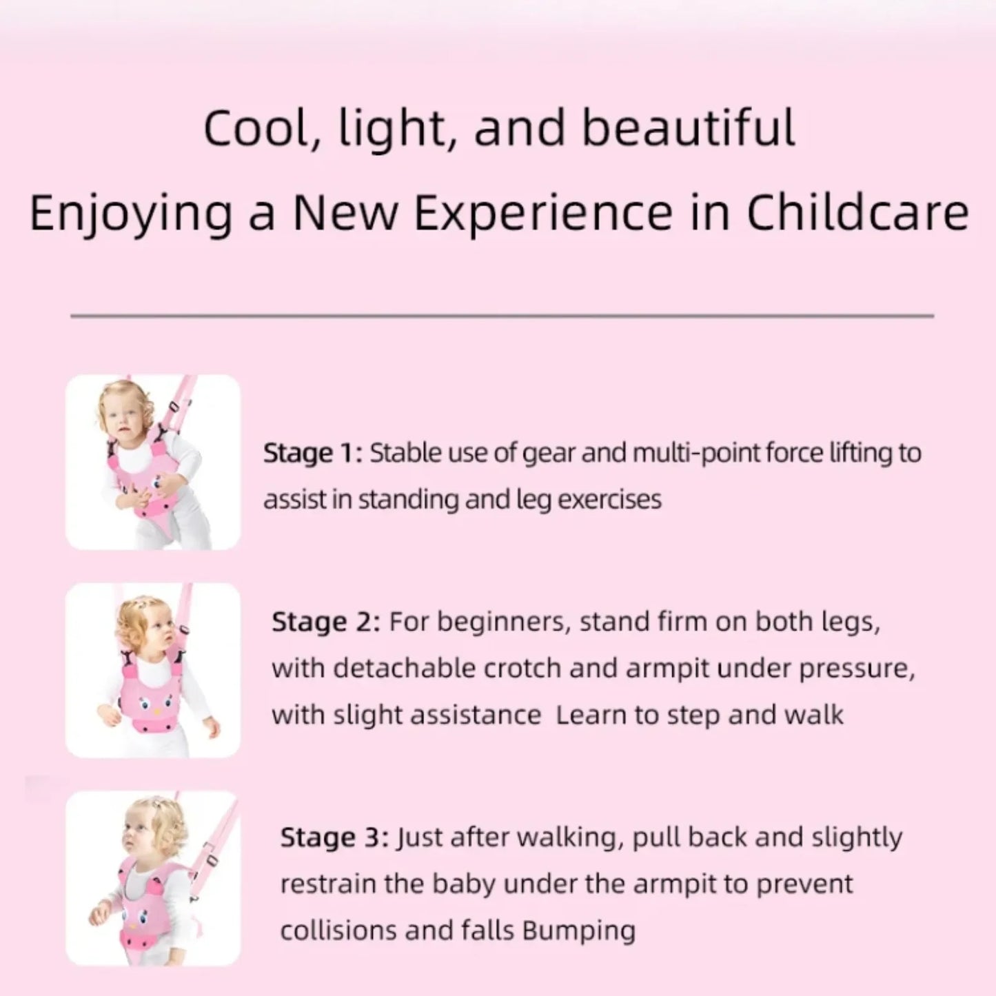 Baby Walk Helper Handheld Kids Toddler Stand Up Assistant Multi-functional Safety Sling Prevent Falls Baby Learning Walking Belt