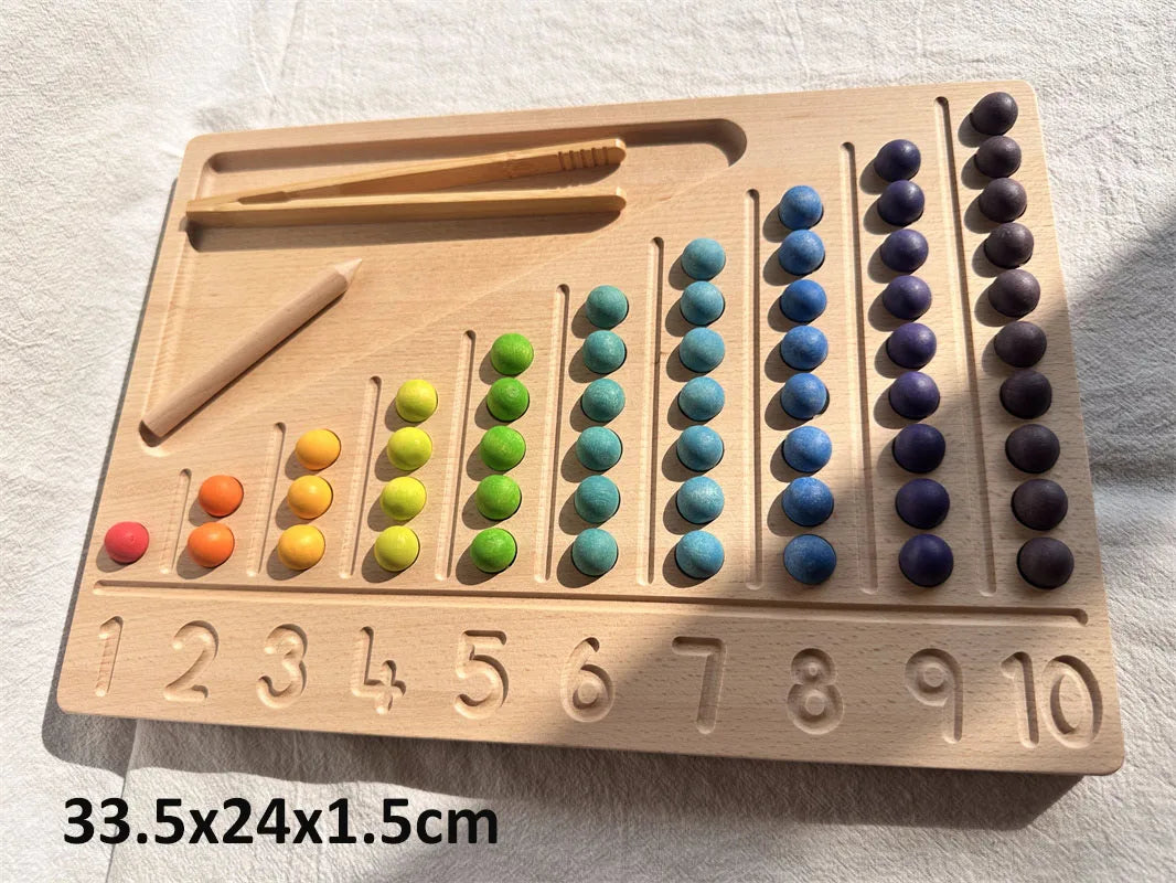 Montessori Wooden Tray with Felt Balls