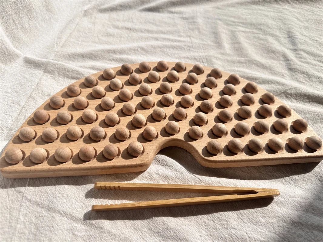 Montessori Wooden Tray with Felt Balls