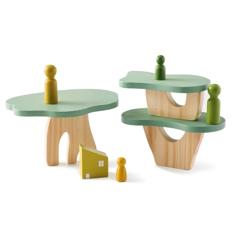 Montessori Wooden Stacking Blocks Forest Houses