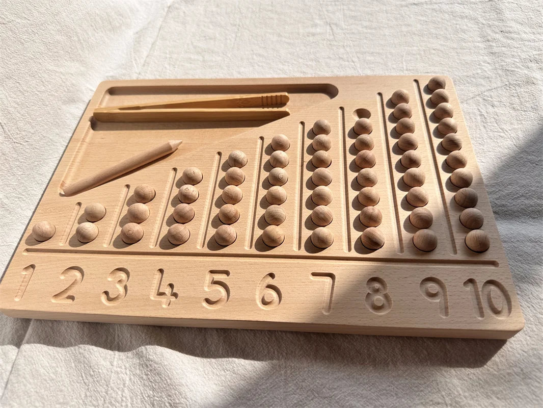 Montessori Wooden Tray with Felt Balls