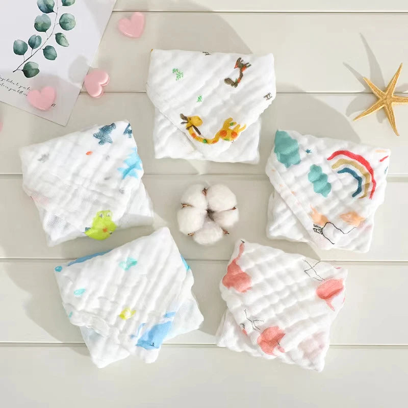 5PCS Muslin Baby Face Towels Cotton