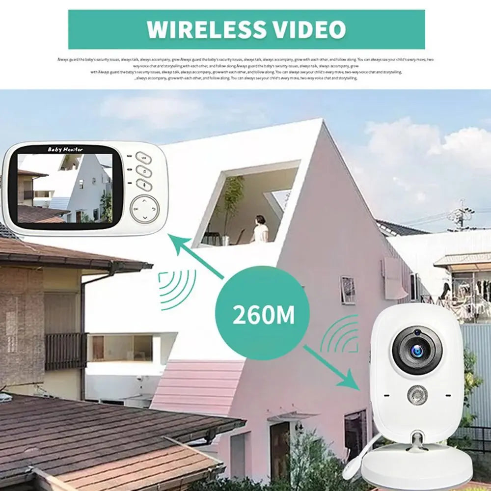 3.5 Inch Wireless Video Baby Monitor Auto Night Vision with Lullabies Baby Nanny Security Camera High Definition