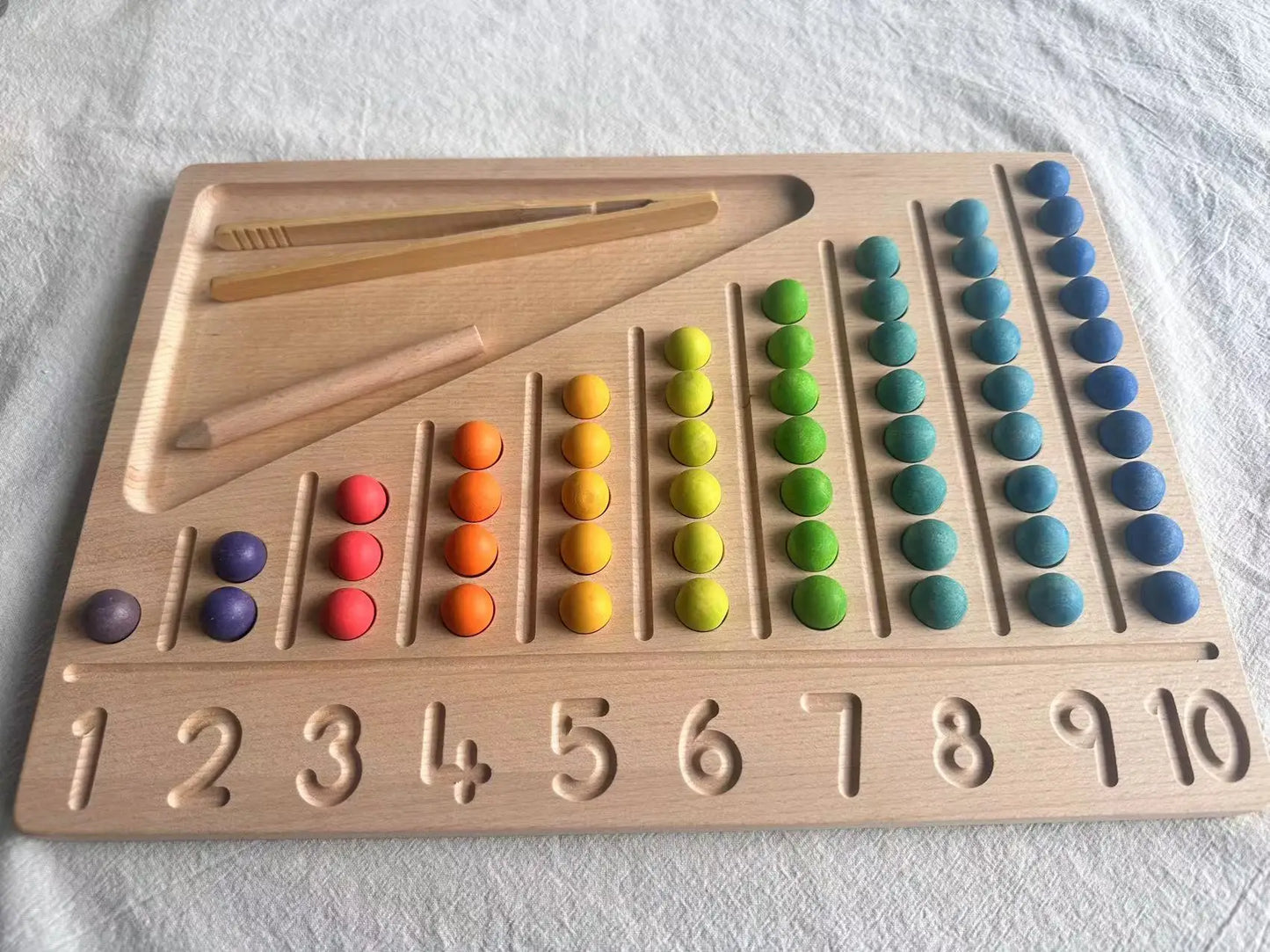 Montessori Wooden Tray with Felt Balls