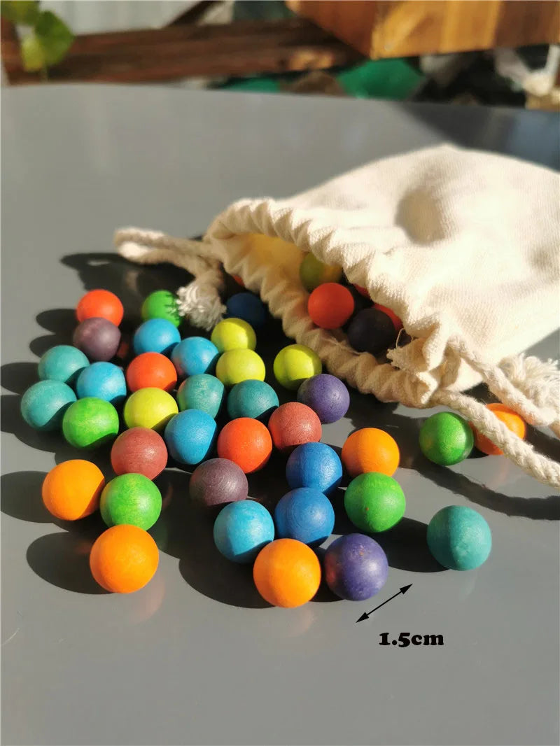 Montessori Wooden Tray with Felt Balls