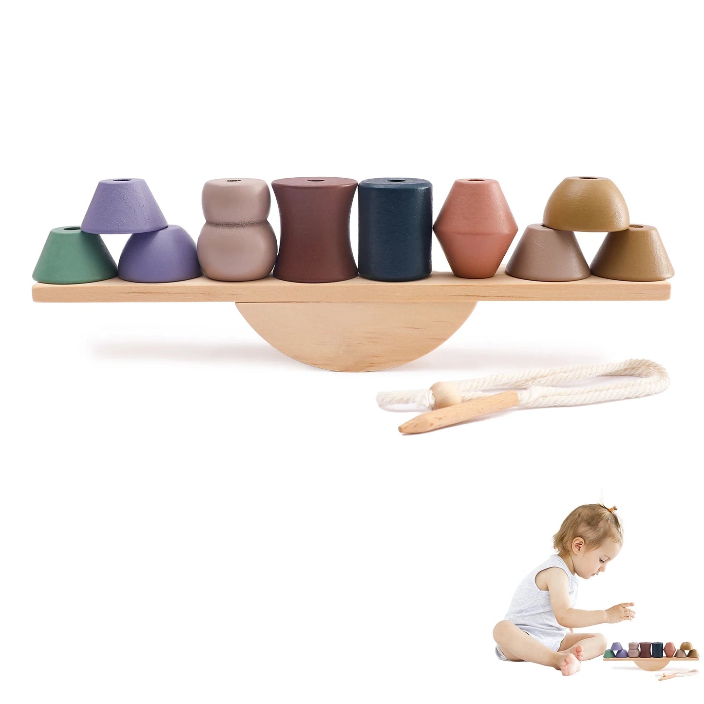 Montessori Wooden Stacking Blocks Forest Houses