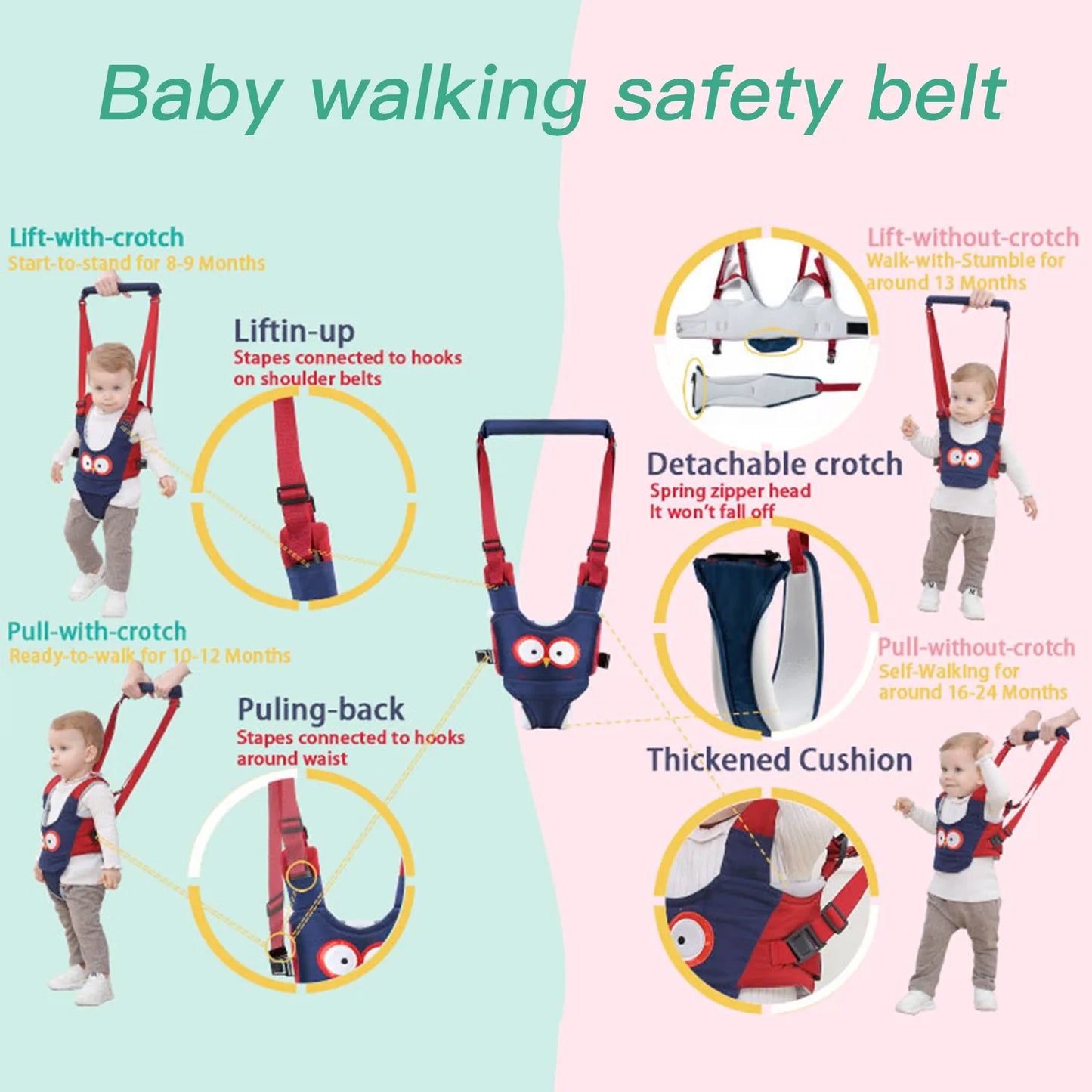 Baby Walker Strap / Detachable / Toddler Walking Aid Support Training Tool - Suitable for 6-24 Months