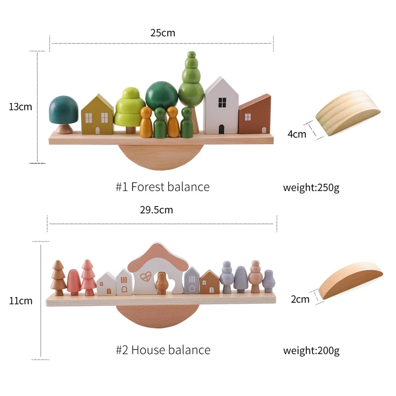 Montessori Wooden Stacking Blocks Forest Houses