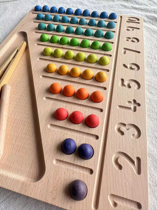 Montessori Wooden Tray with Felt Balls
